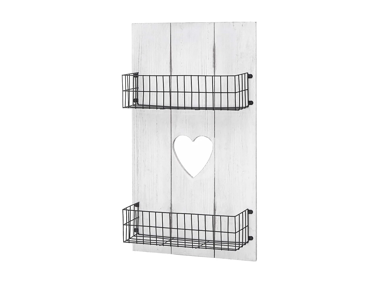 Væghylde MCW-D42 i massivt træ, shabby-stil,  hvid shabby, 70x40x10 cm