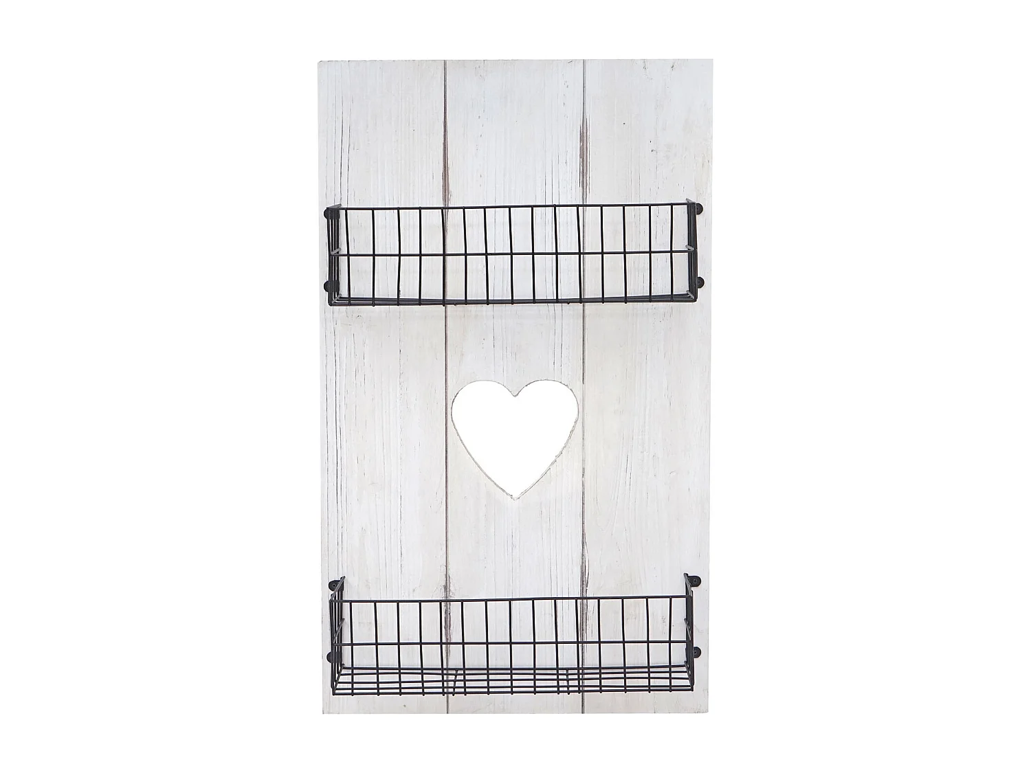 Væghylde MCW-D42 i massivt træ, shabby-stil,  hvid shabby, 70x40x10 cm