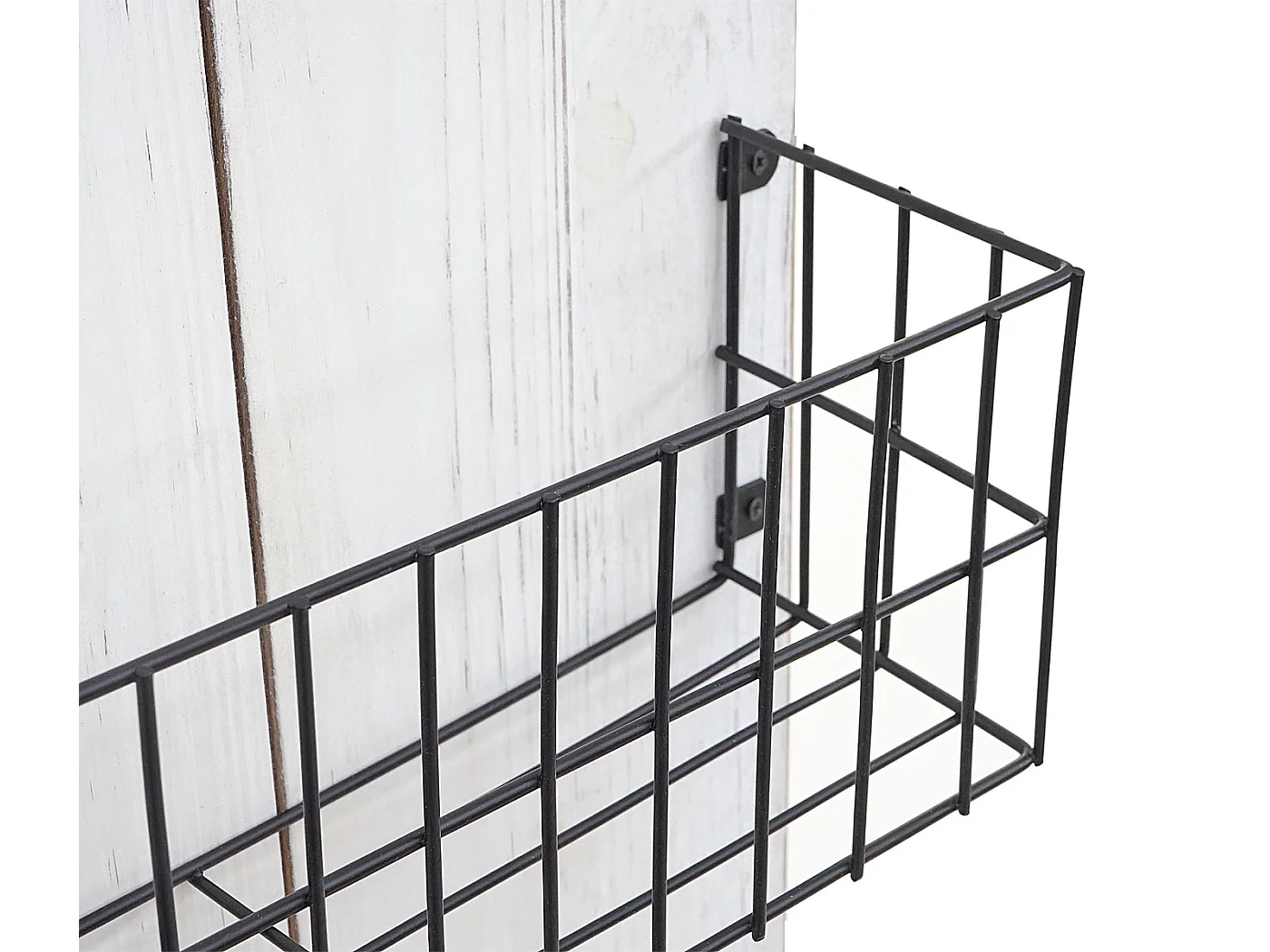 Væghylde MCW-D42 i massivt træ, shabby-stil,  hvid shabby, 70x40x10 cm