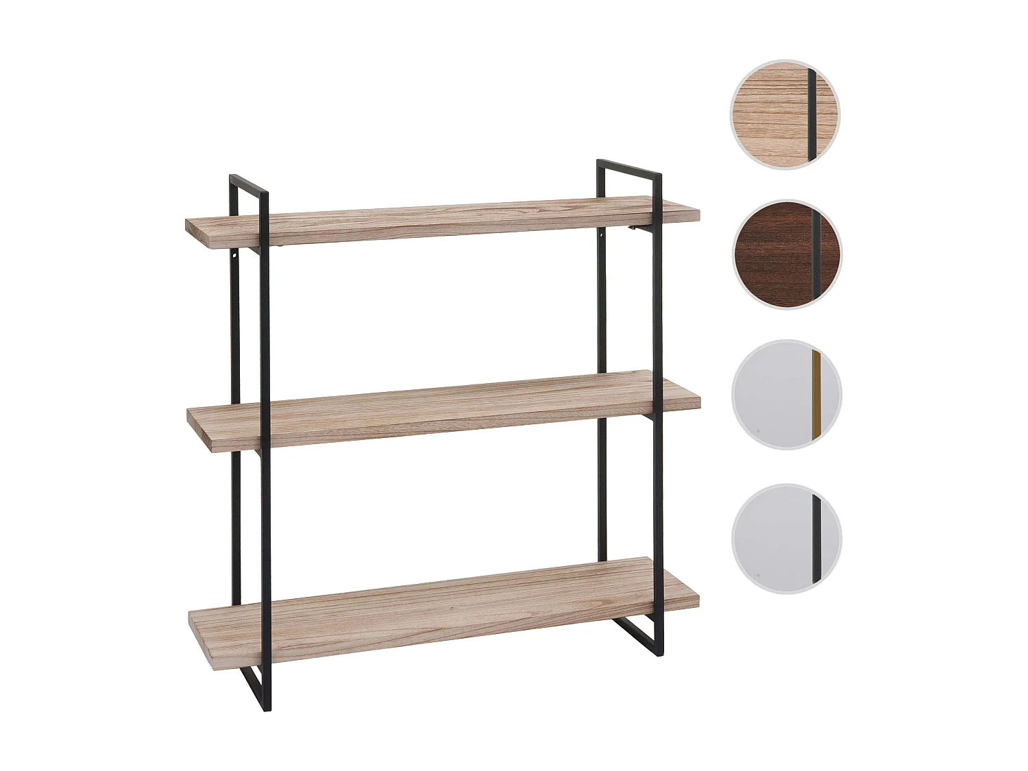 Étagère murale MCW-K78,  naturel, métal noir