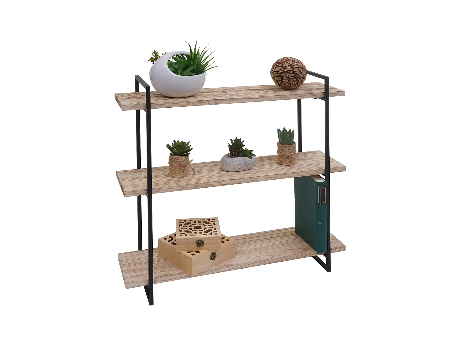 Étagère murale MCW-K78,  naturel, métal noir