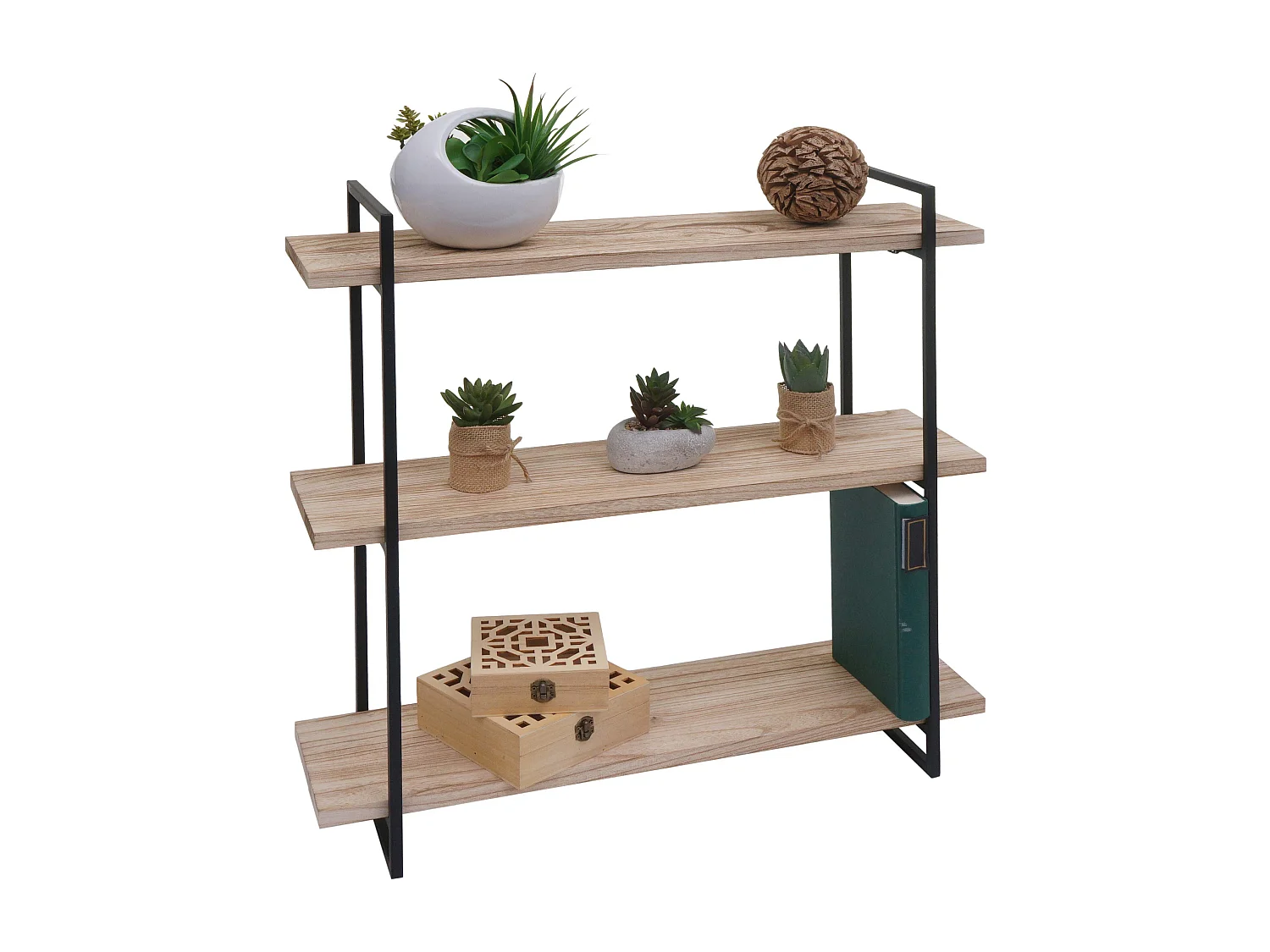 Étagère murale MCW-K78,  naturel, métal noir