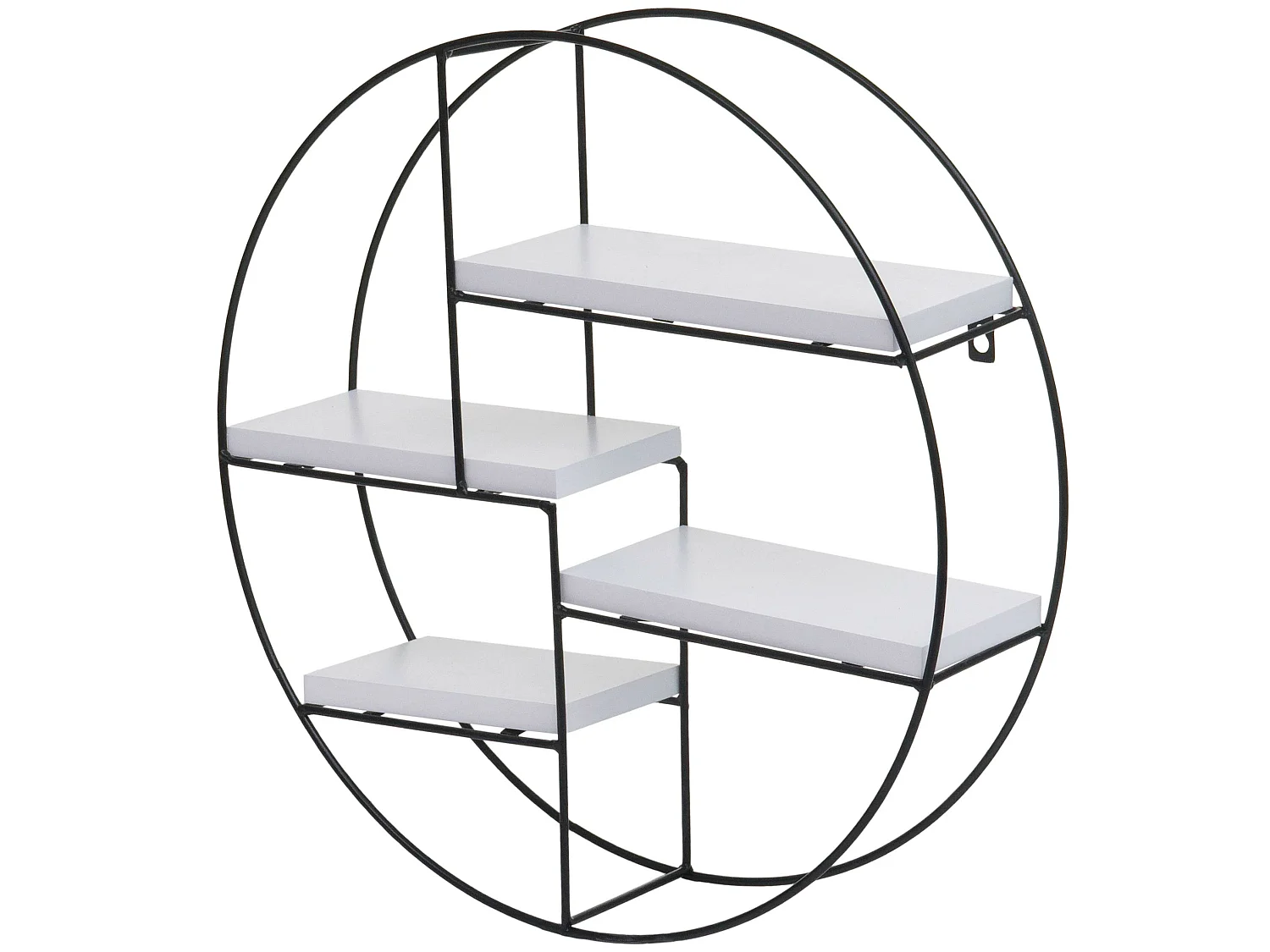 Scaffale mensola portaoggetti pensile 4 ripiani MCW-K76 rotondo 45x45x11cm ferro verniciato legno bianco