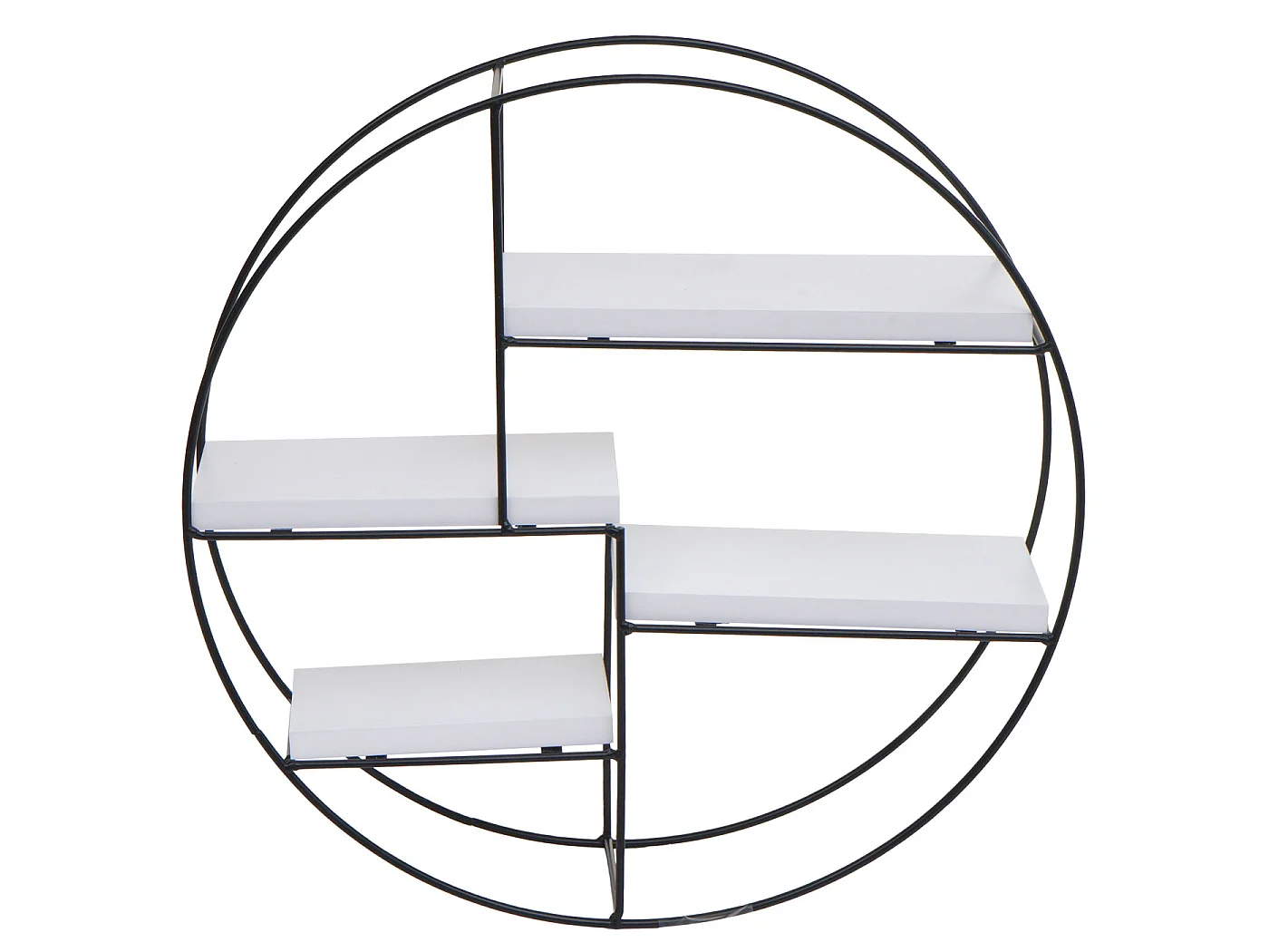Scaffale mensola portaoggetti pensile 4 ripiani MCW-K76 rotondo 45x45x11cm ferro verniciato legno bianco