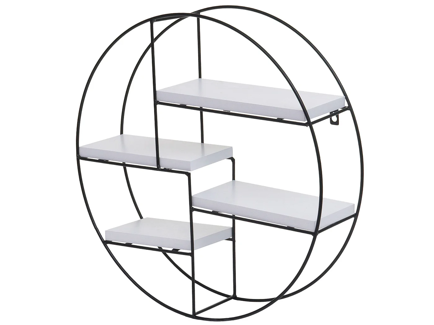 Scaffale mensola portaoggetti pensile 4 ripiani MCW-K76 rotondo 45x45x11cm ferro verniciato legno bianco