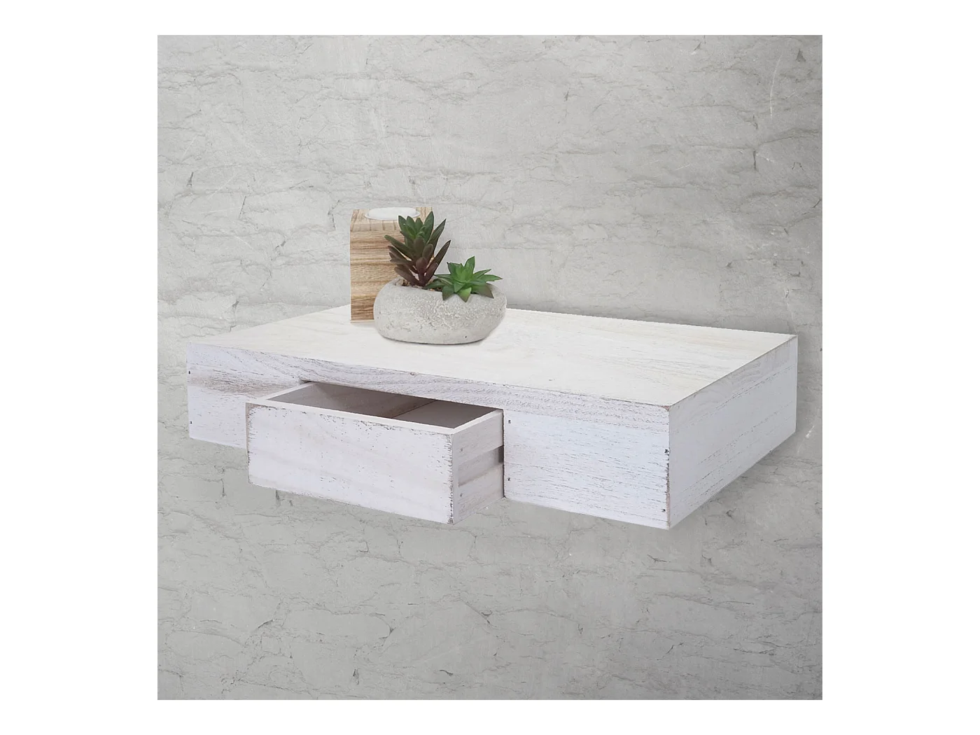 Étagère murale Cher,  blanc shabby