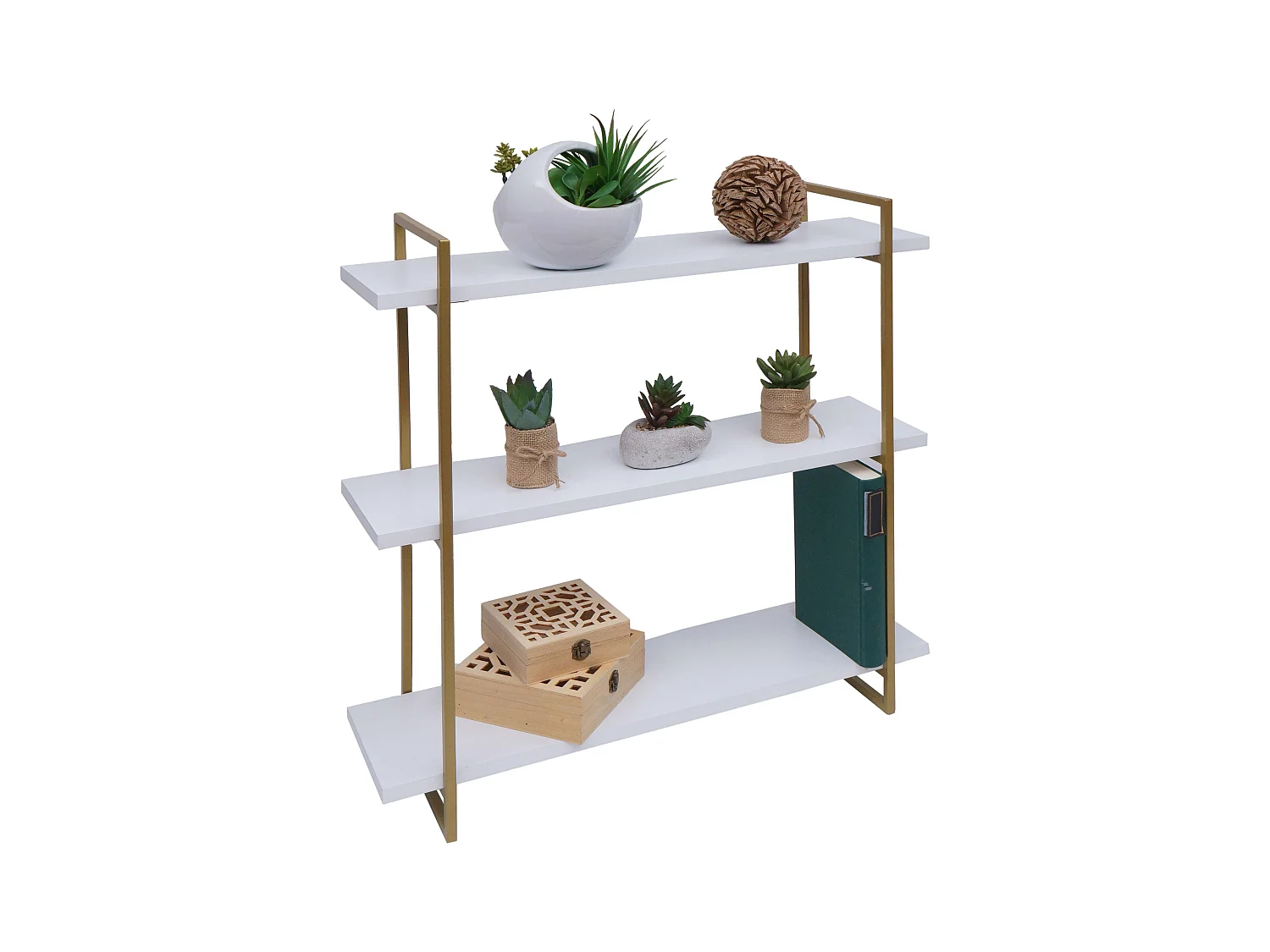 Étagère murale MCW-K78,  blanc, métal doré