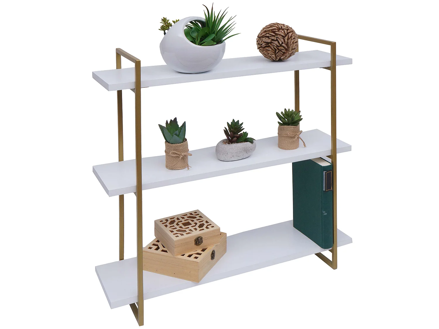 Étagère murale MCW-K78,  blanc, métal doré