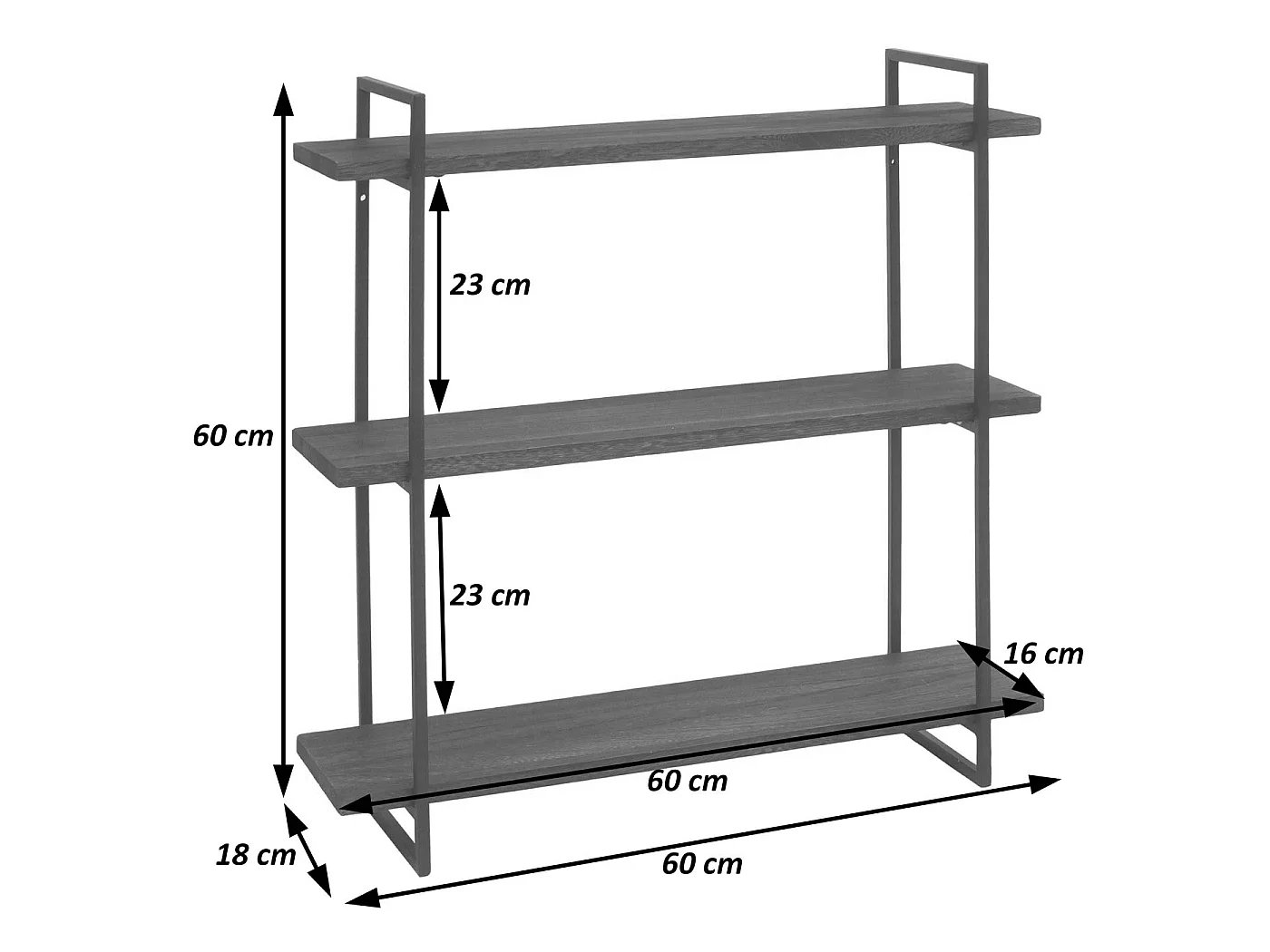 Étagère murale MCW-K78,  blanc, métal doré