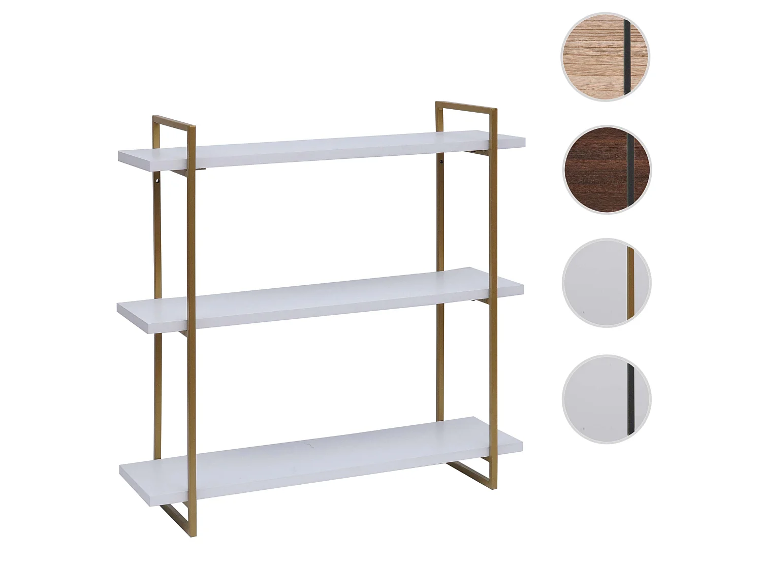 Étagère murale MCW-K78,  blanc, métal doré