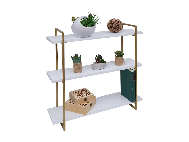 Prateleira de parede MCW-K78,  branco, metal dourado