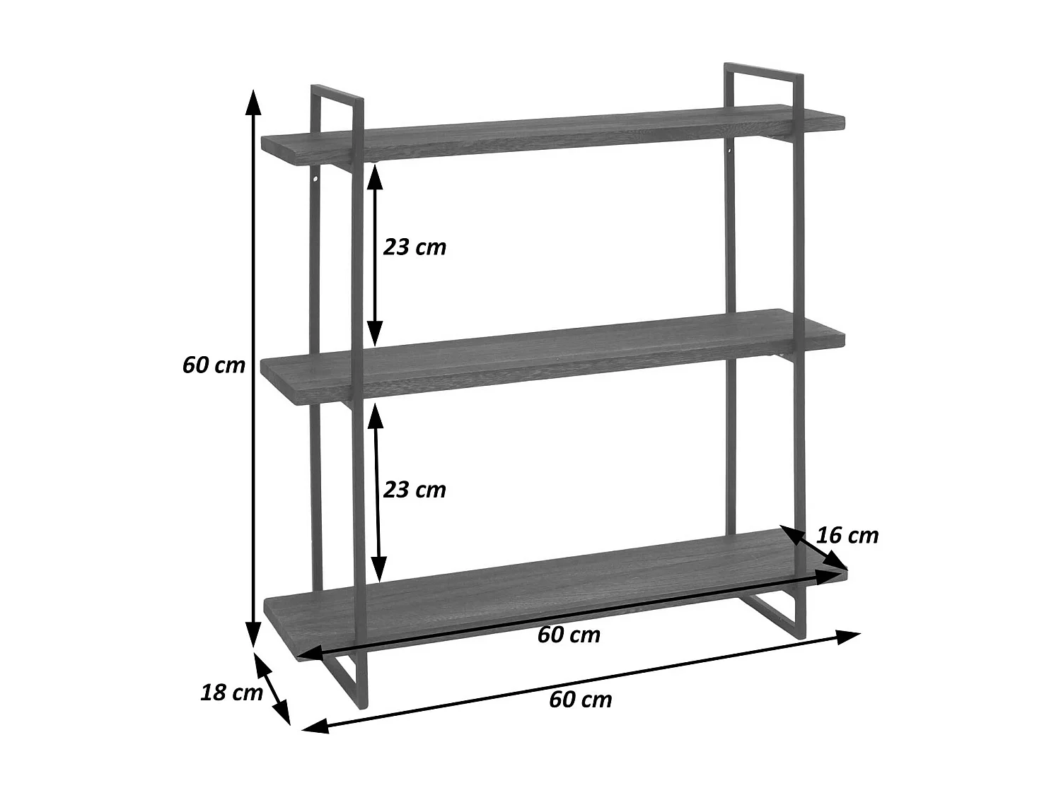 Étagère murale MCW-K78,  blanc, métal noir