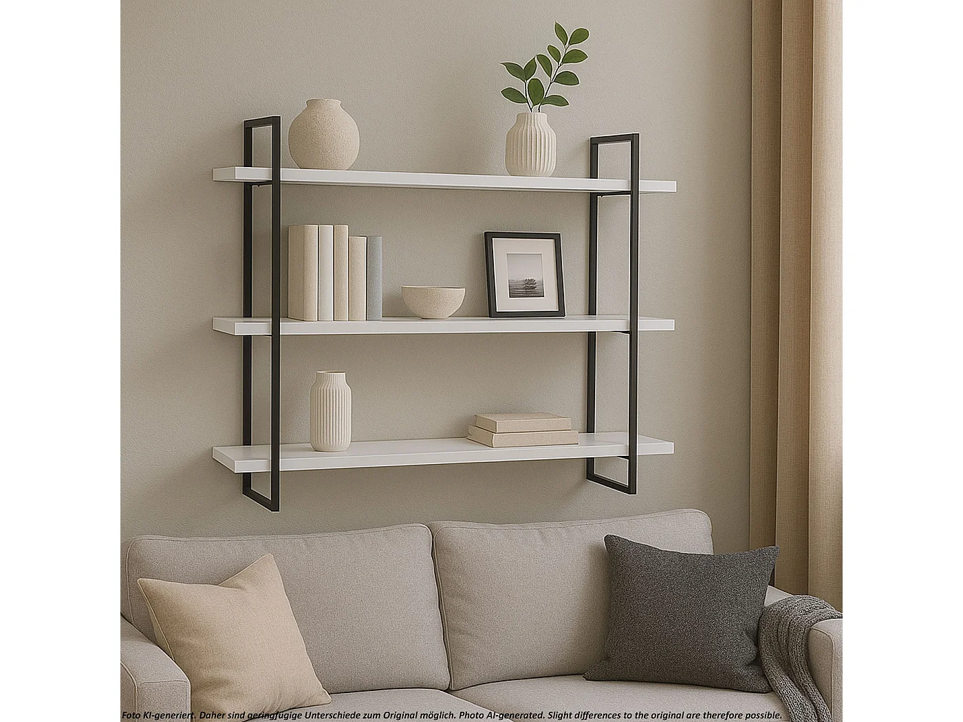 Étagère murale MCW-K78,  blanc, métal noir