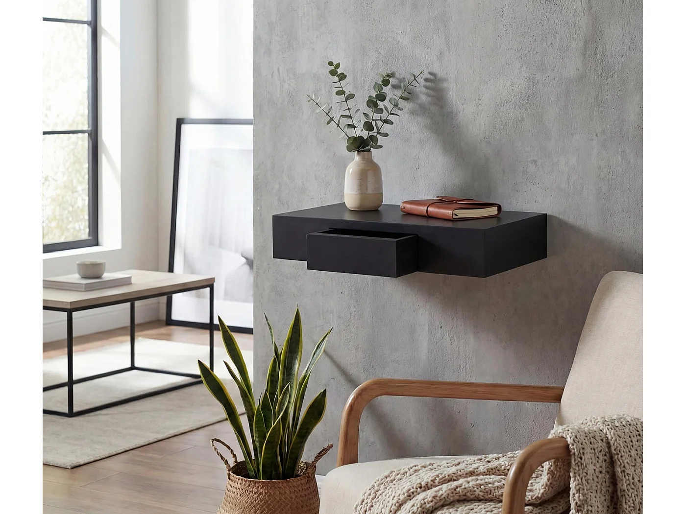 Półka ścienna Cher,  czarna