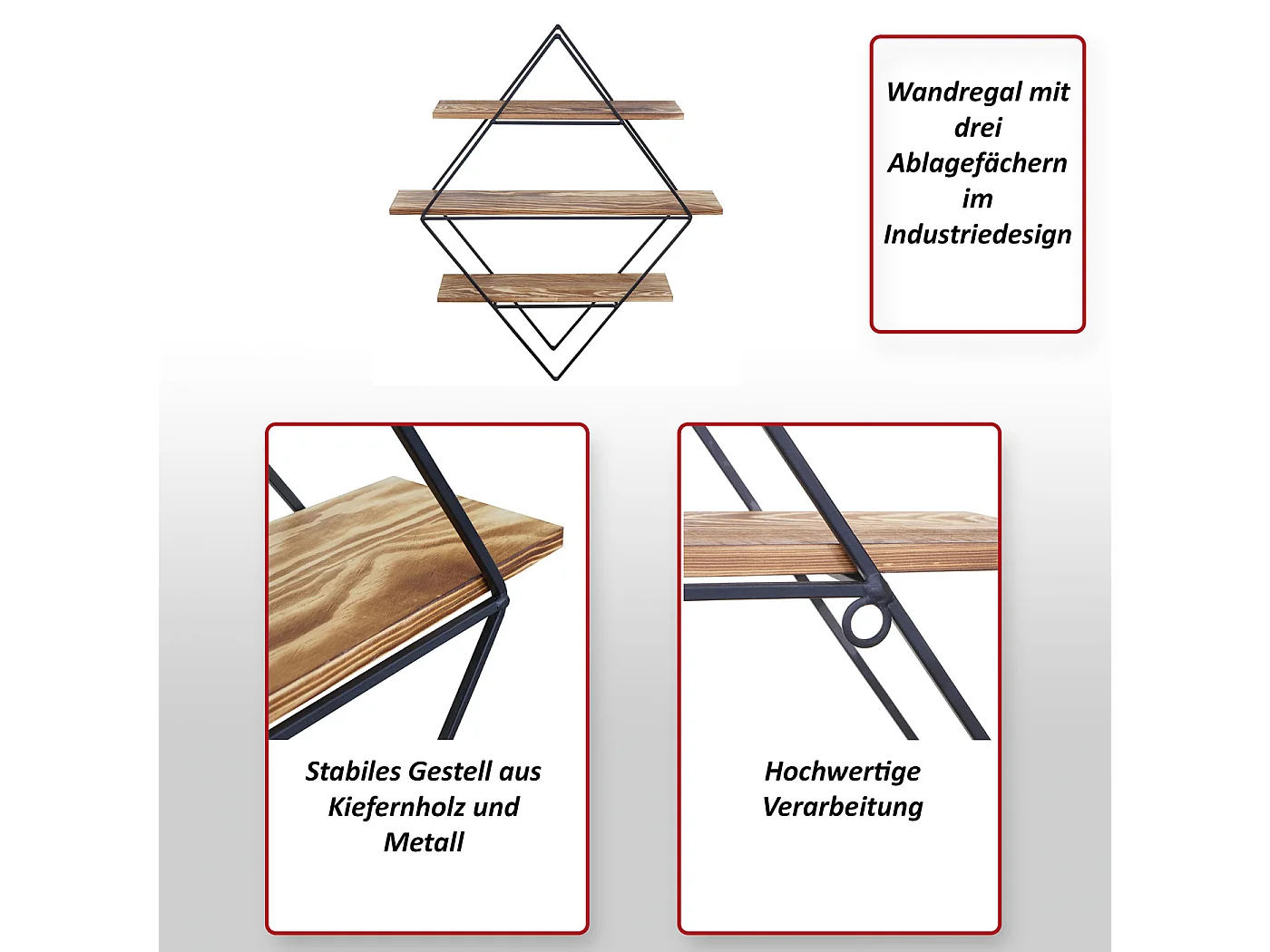 Wandplank MCW-A80,  grijs-blauw