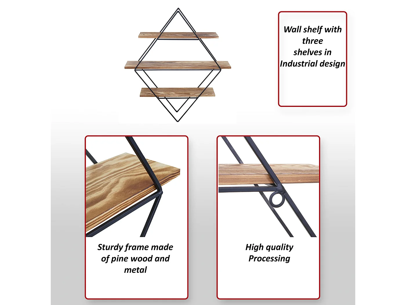 Wandplank MCW-A80,  grijs-blauw