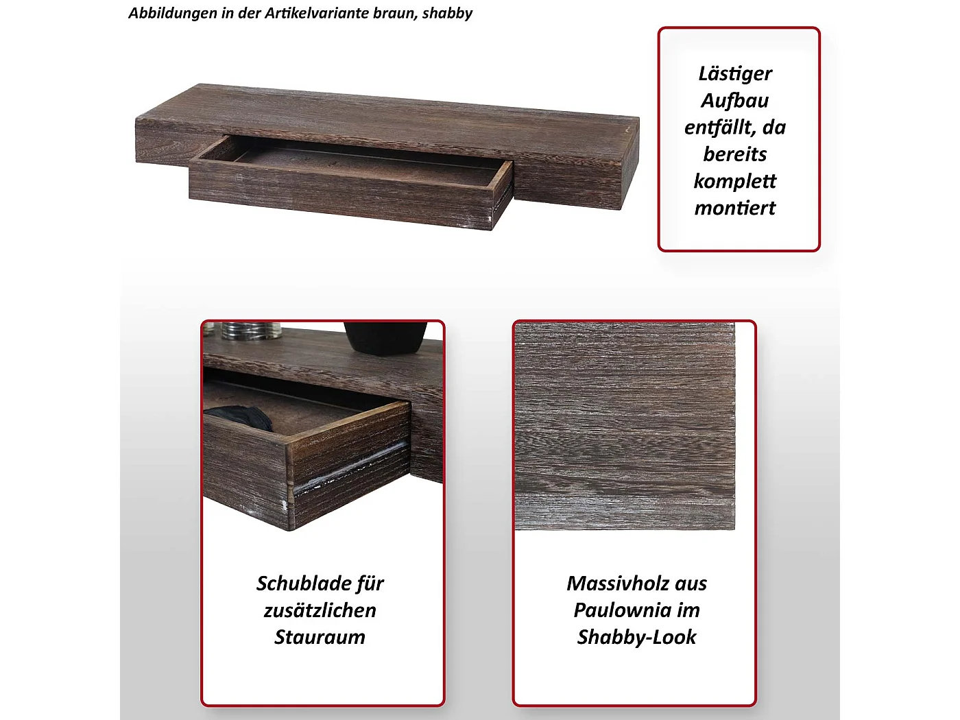 Étagère murale MCW-H37 Tiroir,  noir