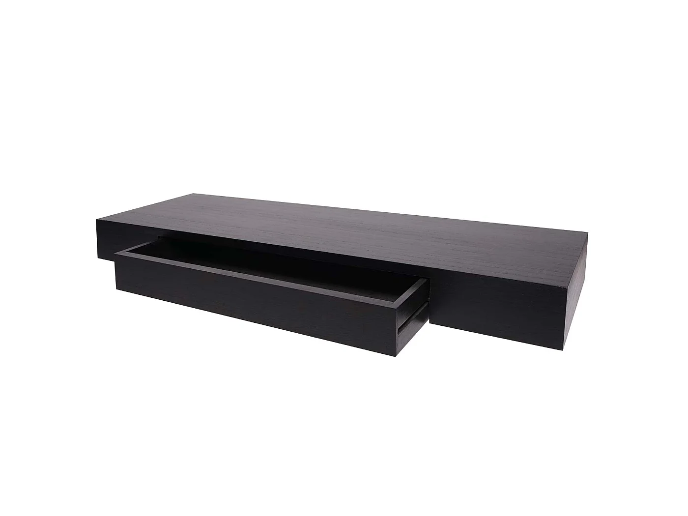Mensola ripiano pensile con cassetto MCW-H37 25x80x8cm legno massello ~ nero