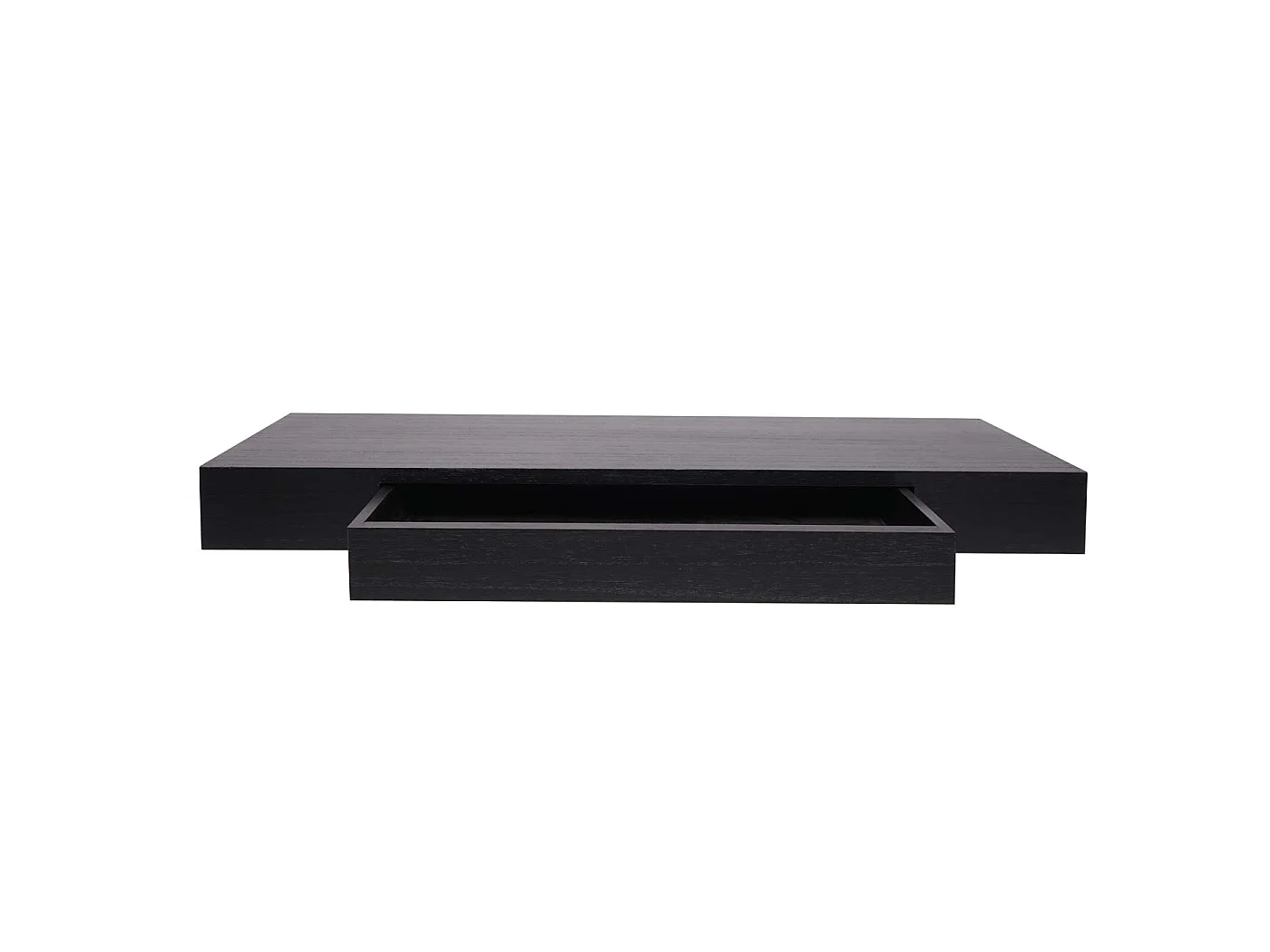 Mensola ripiano pensile con cassetto MCW-H37 25x80x8cm legno massello ~ nero