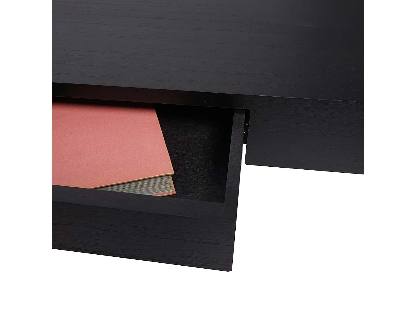 Mensola ripiano pensile con cassetto MCW-H37 25x80x8cm legno massello ~ nero