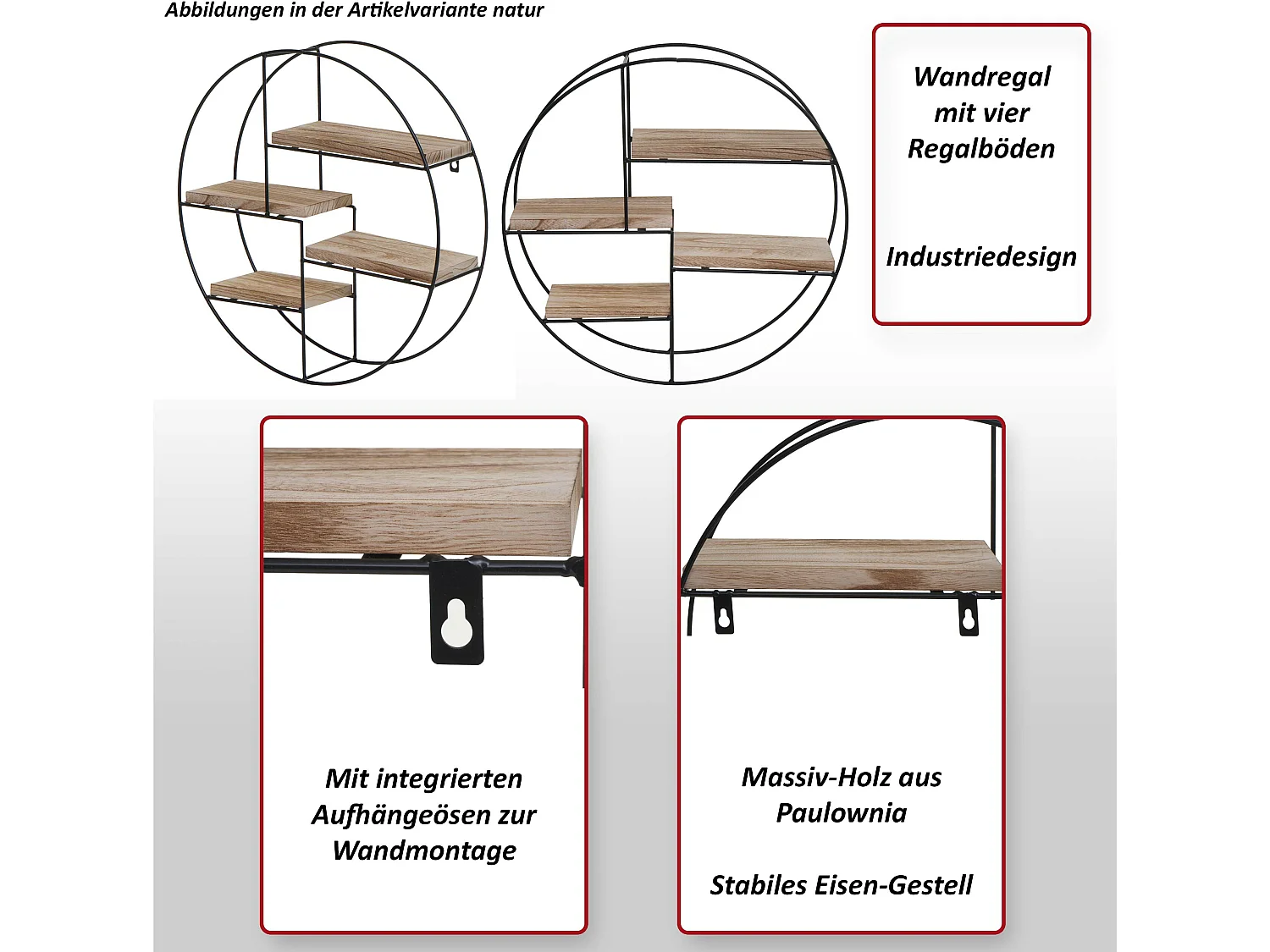 Étagère murale MCW-K76,  naturel