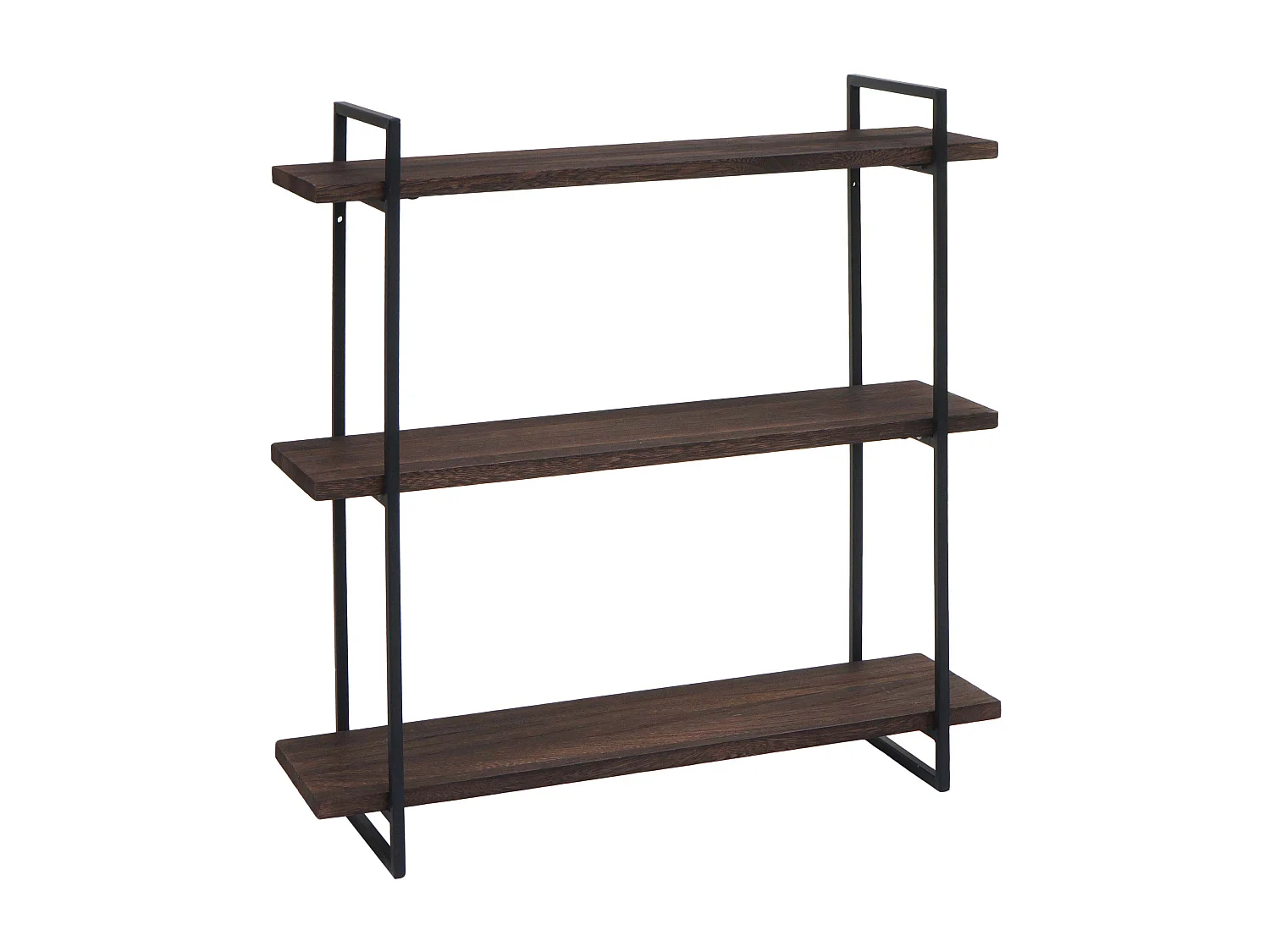 Prateleira de parede MCW-K78,  castanho escuro, metal preto