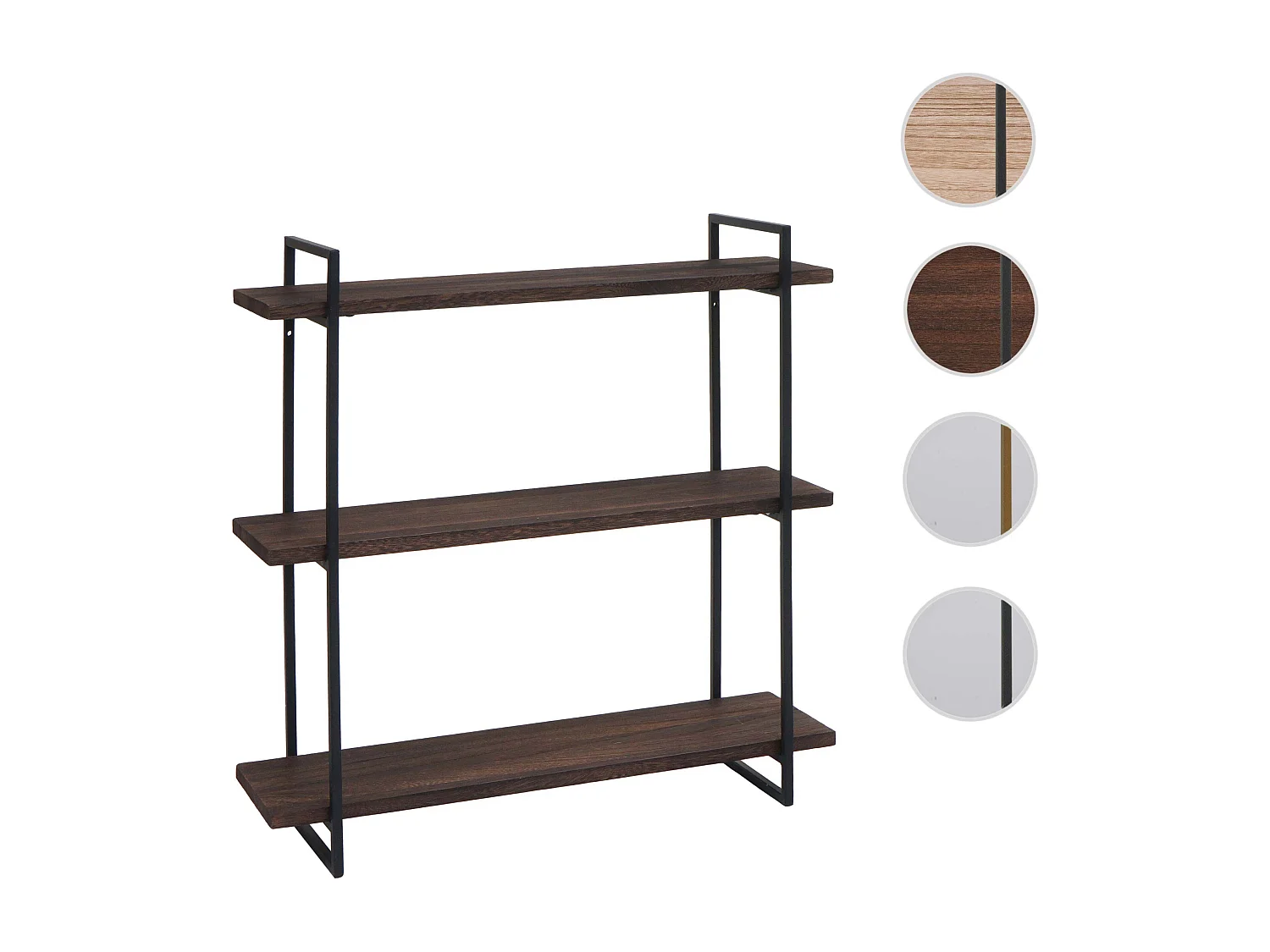 Étagère murale MCW-K78,  brun foncé, métal noir