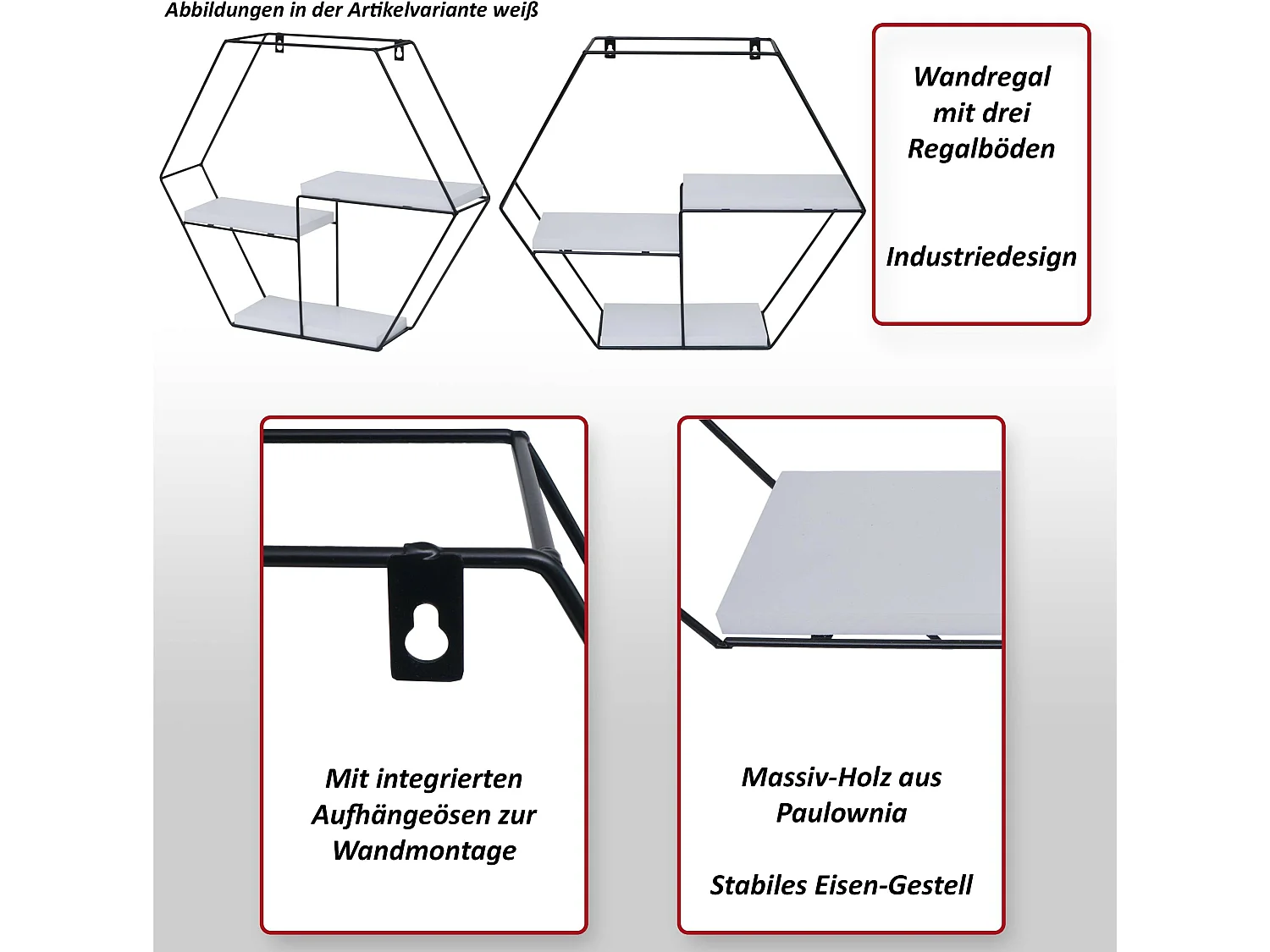 Étagère murale MCW-K76,  naturel