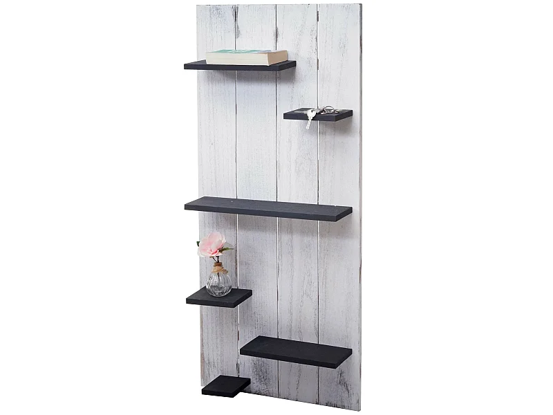 Étagère murale MCW-C65,  blanc, gris foncé, shabby