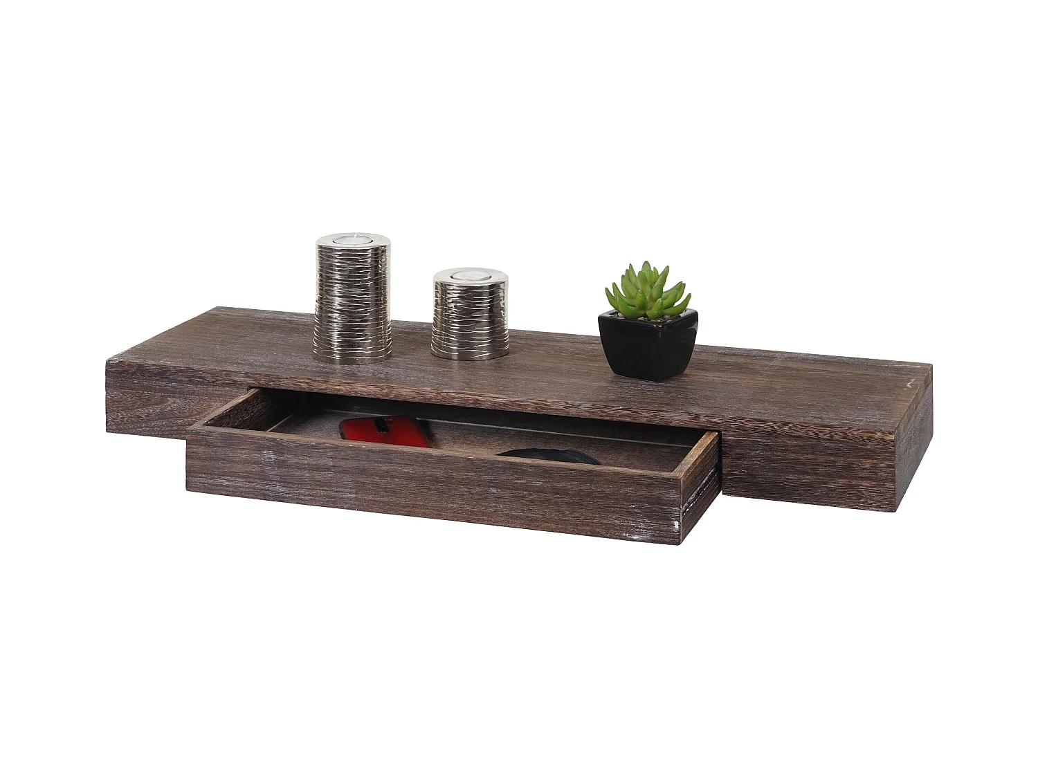 Étagère murale MCW-H37 Tiroir,  brun, shabby
