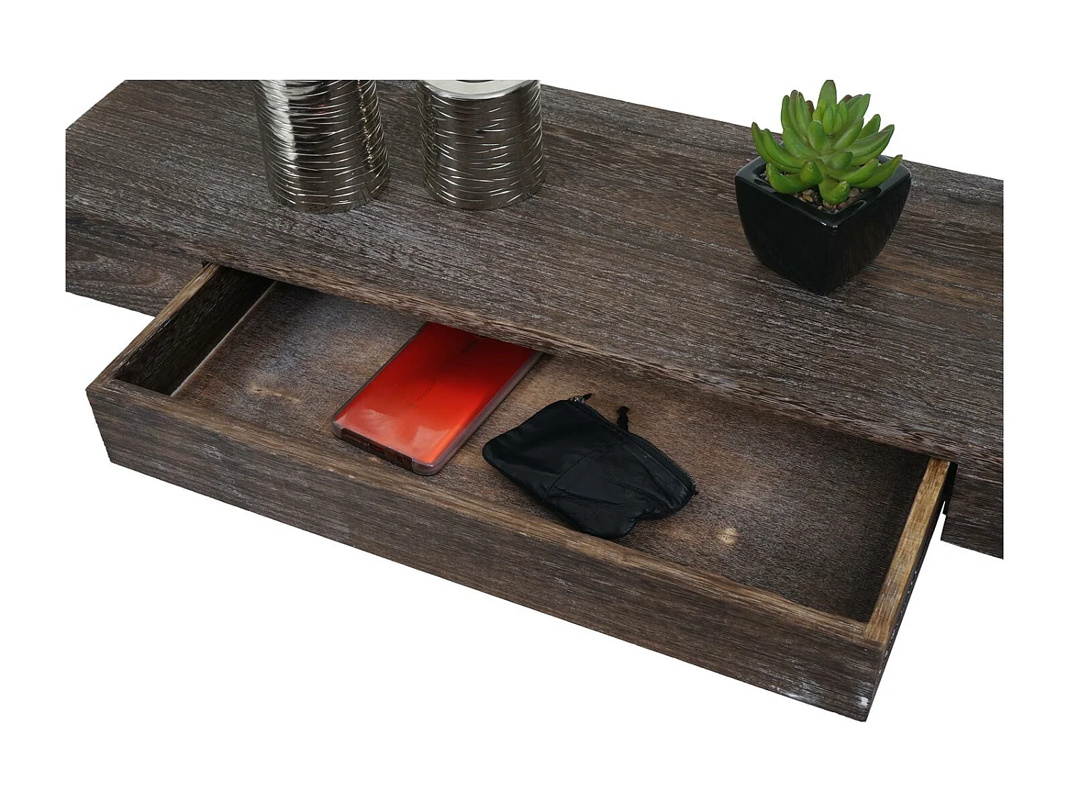 Étagère murale MCW-H37 Tiroir,  brun, shabby