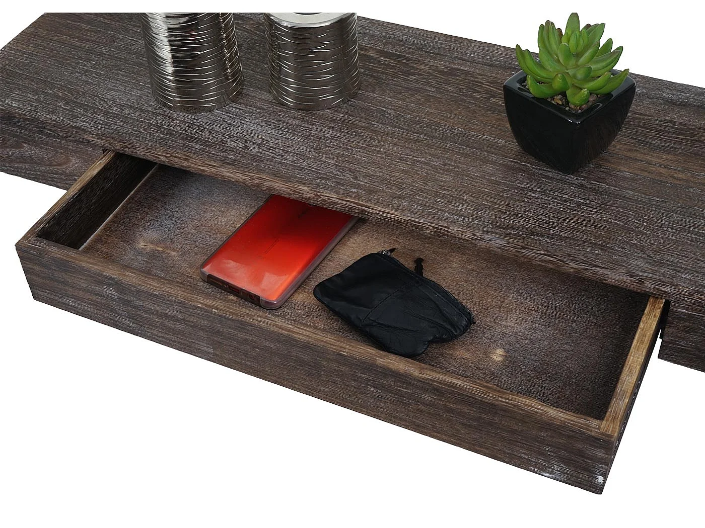 Étagère murale MCW-H37 Tiroir,  brun, shabby