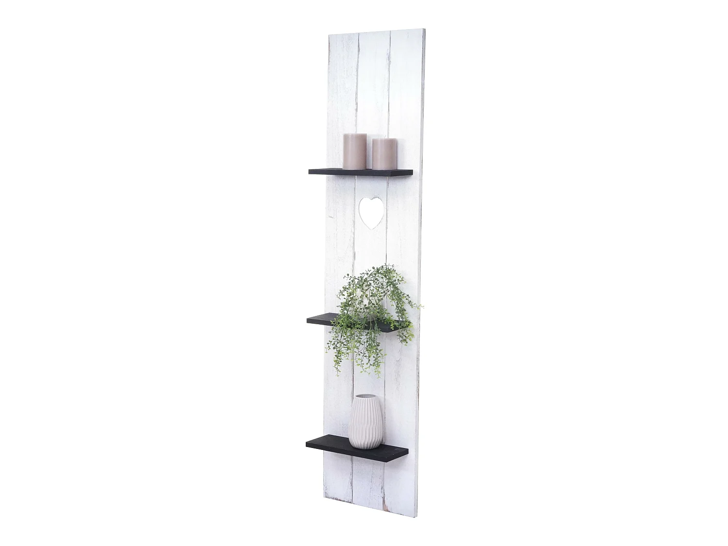 Étagère murale MCW-C92,  blanc, gris foncé, shabby