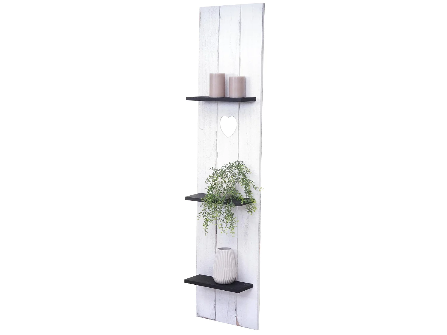 Étagère murale MCW-C92,  blanc, gris foncé, shabby