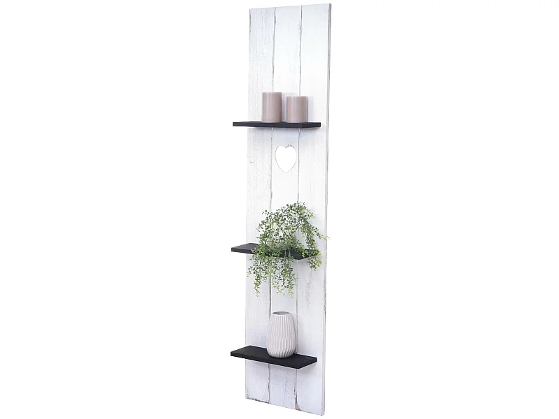 Étagère murale MCW-C92,  blanc, gris foncé, shabby