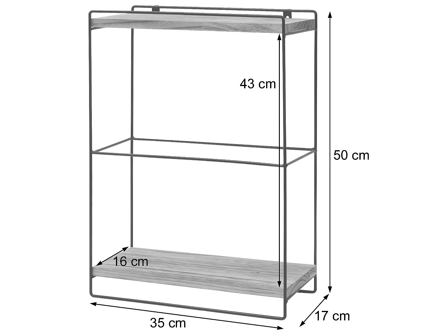 Wandplank MCW-K77,  donkergrijs