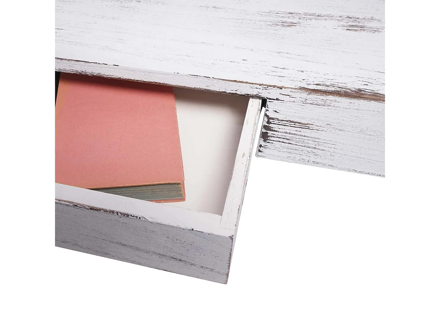 Étagère murale MCW-H37 Tiroir,  blanc, shabby