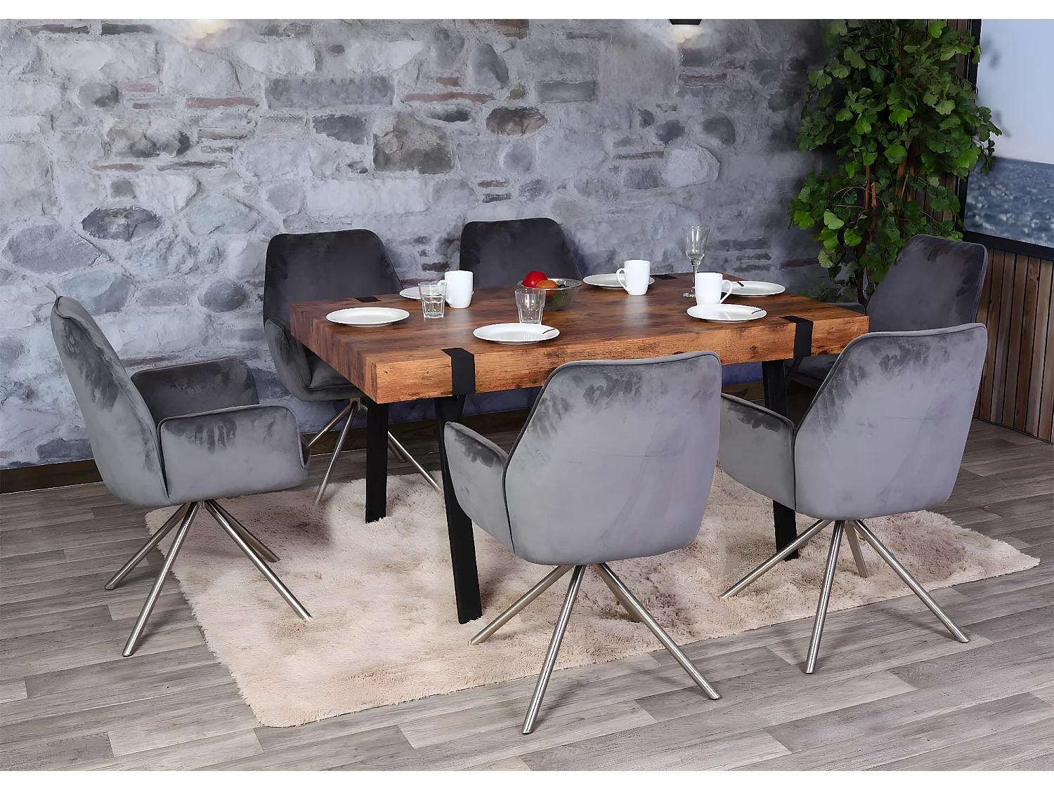 Eettafel MCW-L54,  donker wild eiken