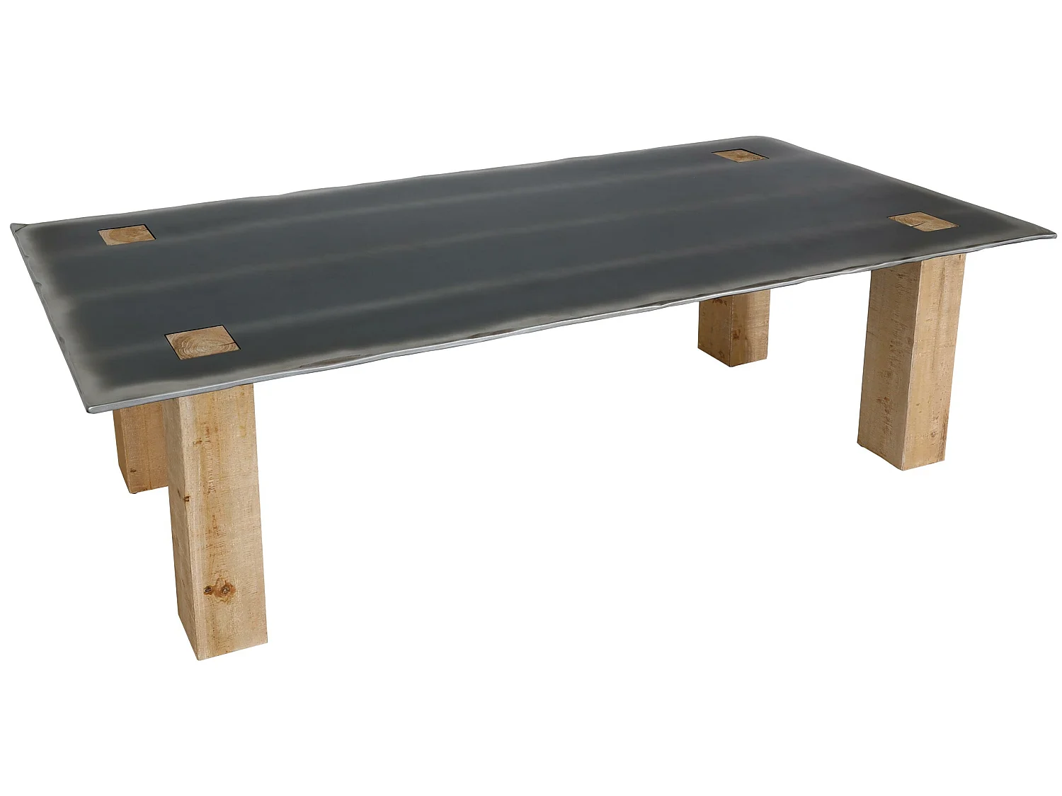Tavolo pranzo soggiorno design industriale MCW-L76 77x240x100cm legno di abete naturale e nero