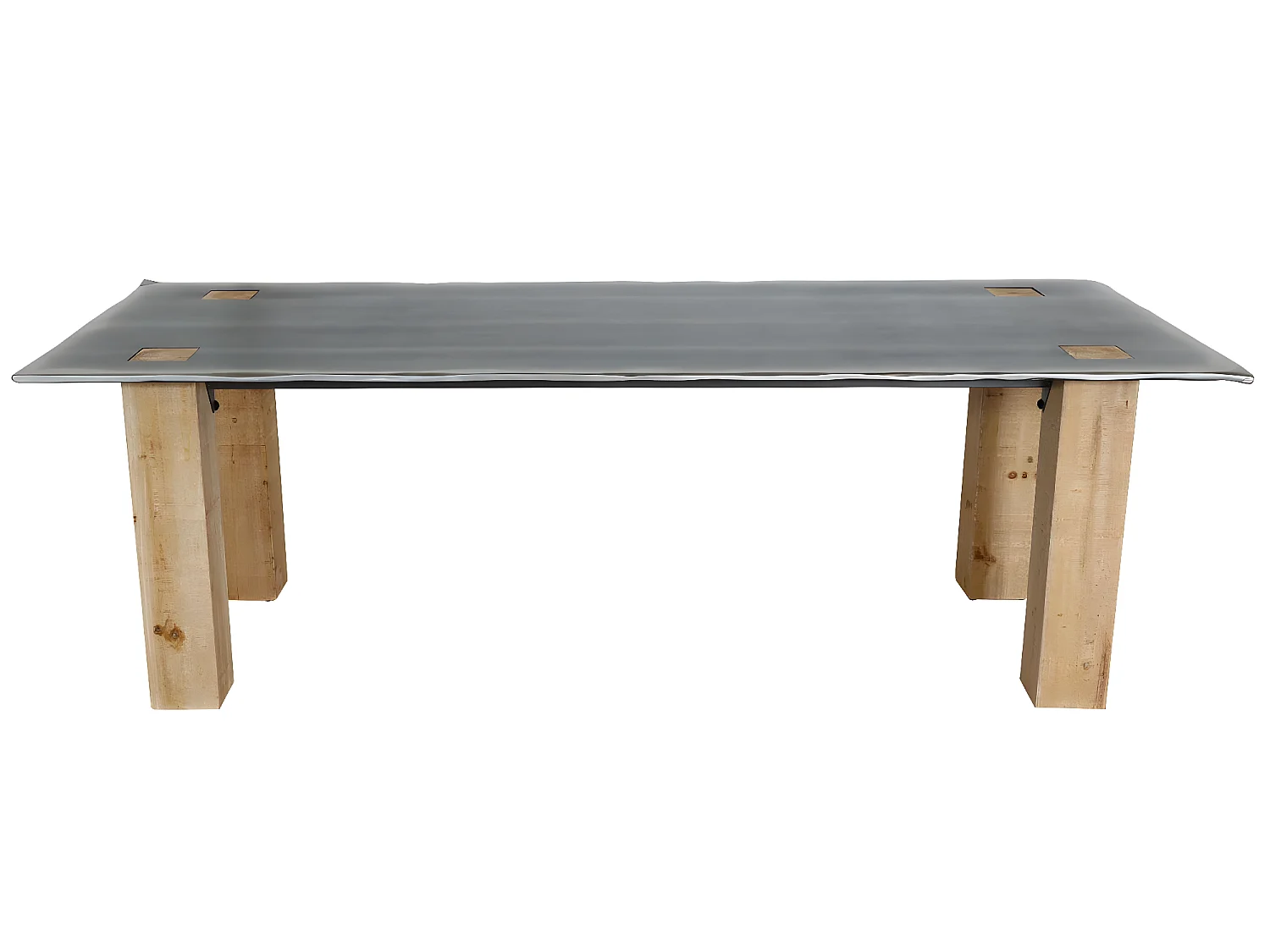 Tavolo pranzo soggiorno design industriale MCW-L76 77x240x100cm legno di abete naturale e nero