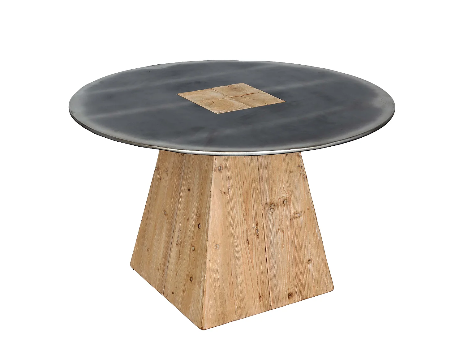 Esstisch MCW-L76, Tisch Esszimmertisch, rund Industrial Massiv-Holz MVG-zertifiziert 74x120cm, natur mit Metall-Optik