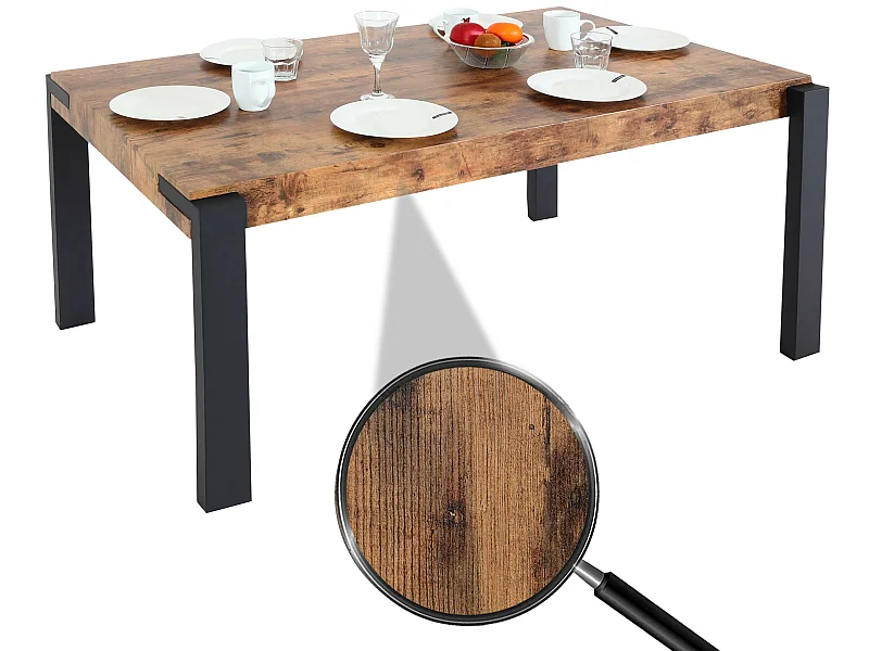 Tavolo sala da pranzo cucina MCW-L53 76x140x80cm ferro verniciato MDF effetto legno