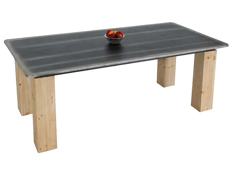 Tavolo pranzo soggiorno design industriale MCW-L76 77x200x100cm legno di abete naturale e nero