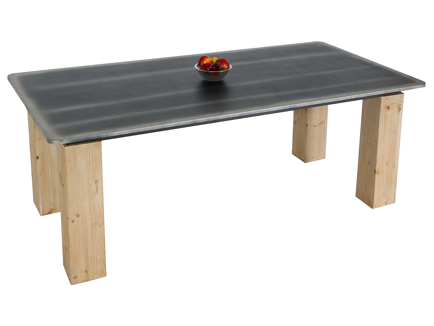 Tavolo pranzo soggiorno design industriale MCW-L76 77x200x100cm legno di abete naturale e nero