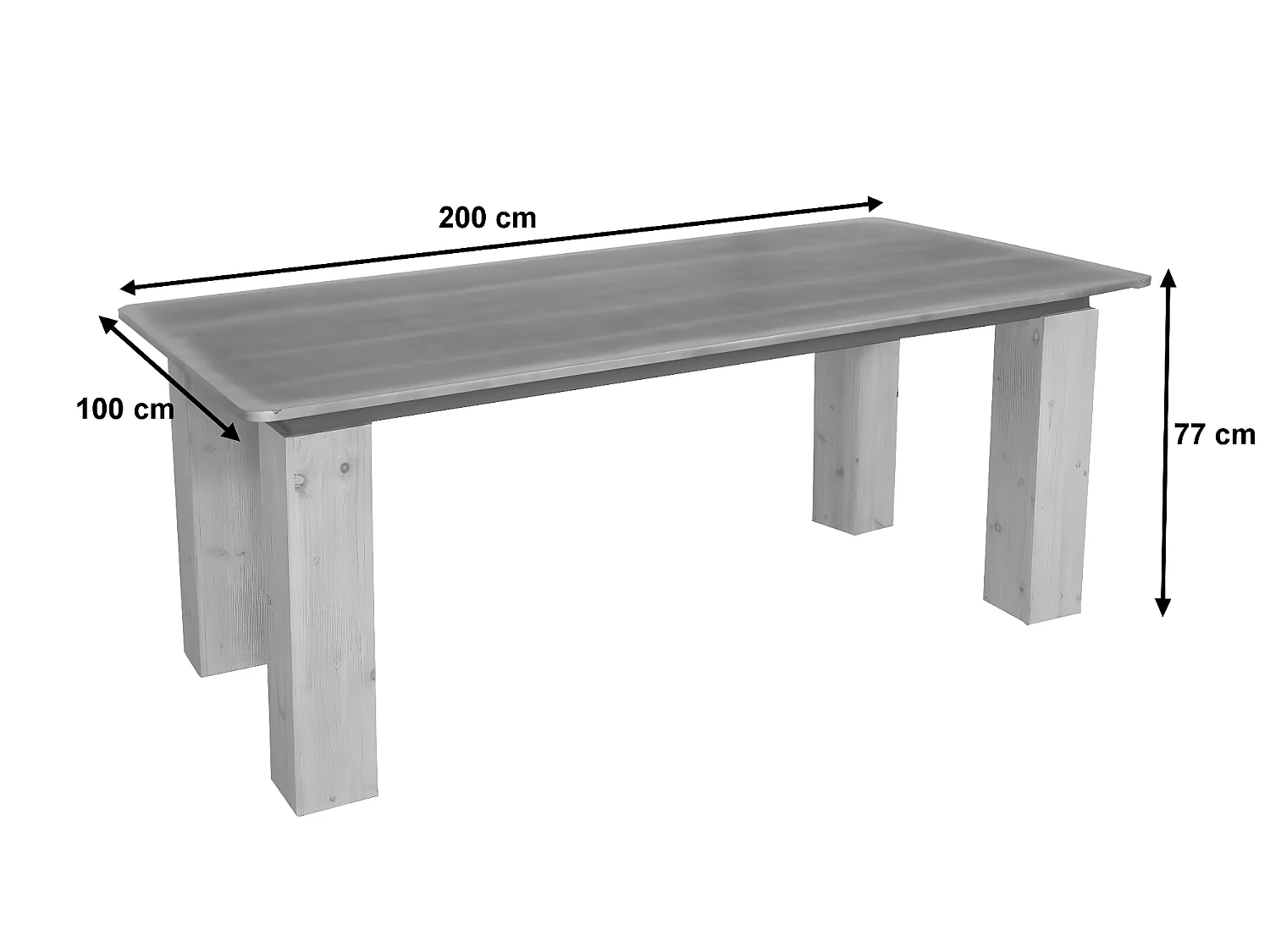 Tavolo pranzo soggiorno design industriale MCW-L76 77x200x100cm legno di abete naturale e nero