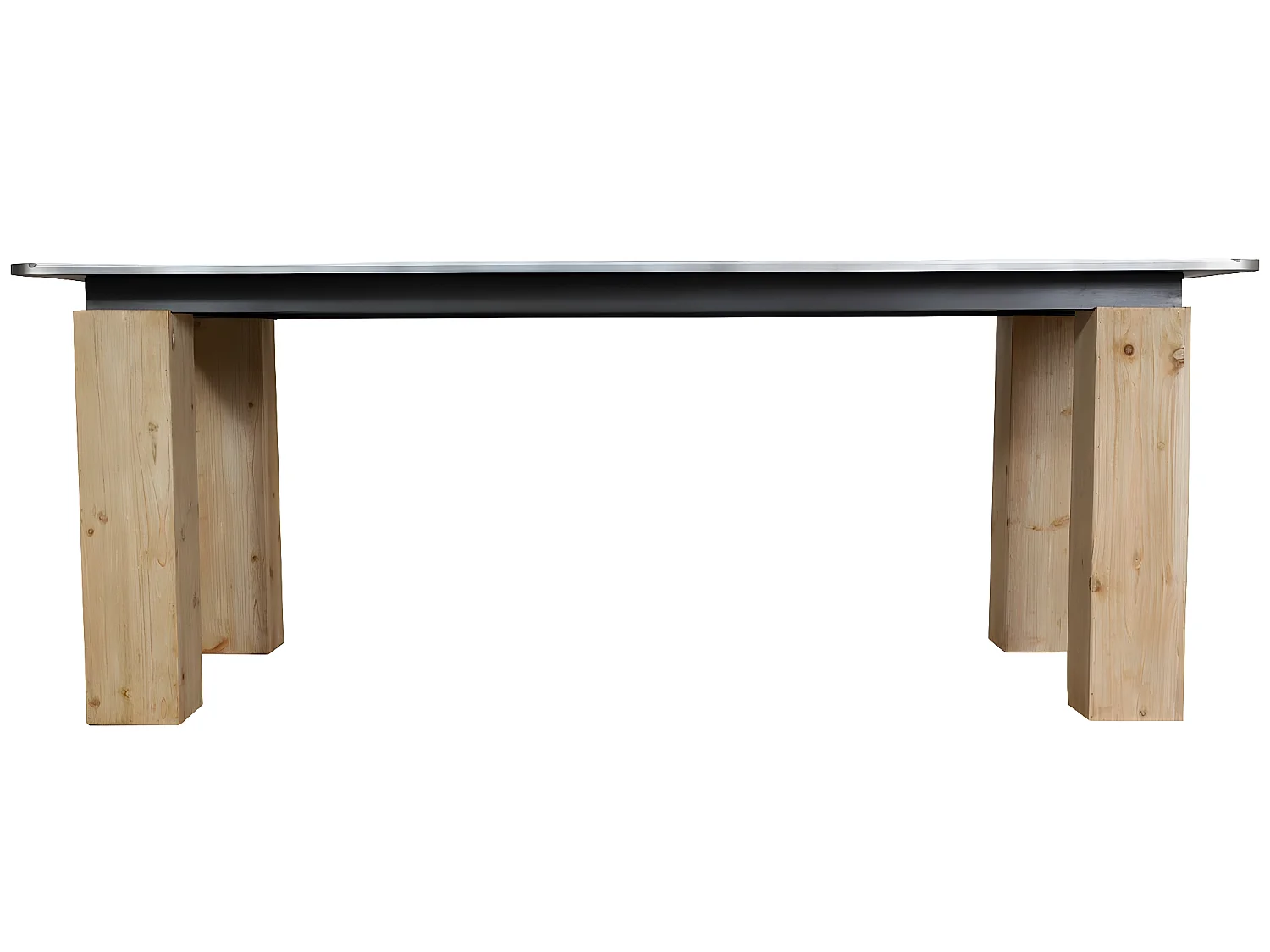 Tavolo pranzo soggiorno design industriale MCW-L76 77x200x100cm legno di abete naturale e nero