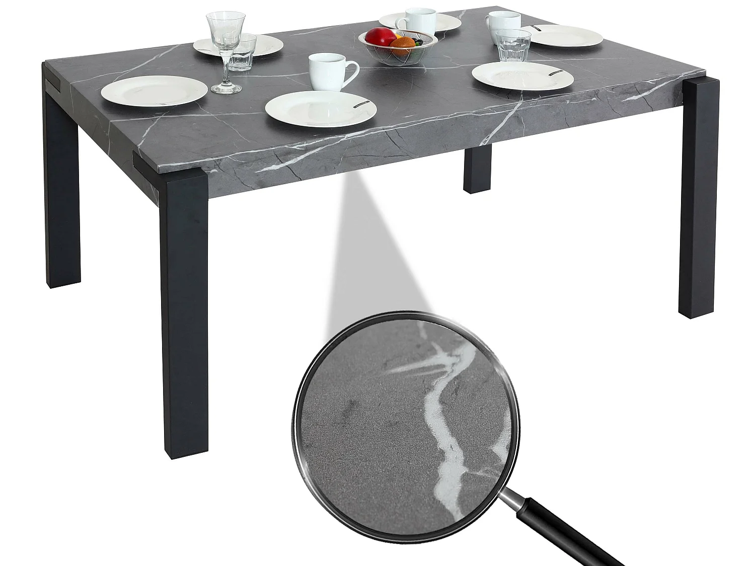 Eettafel MCW-L53,  marmer look grijs