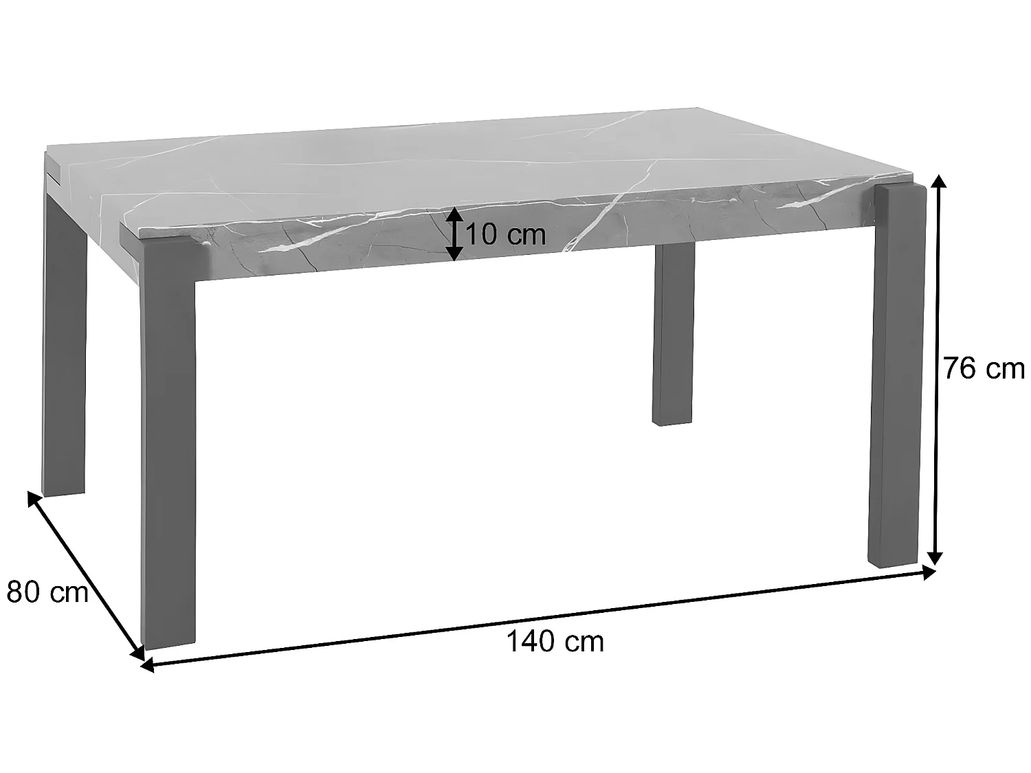 Esstisch MCW-L53, Marmor-Optik grau