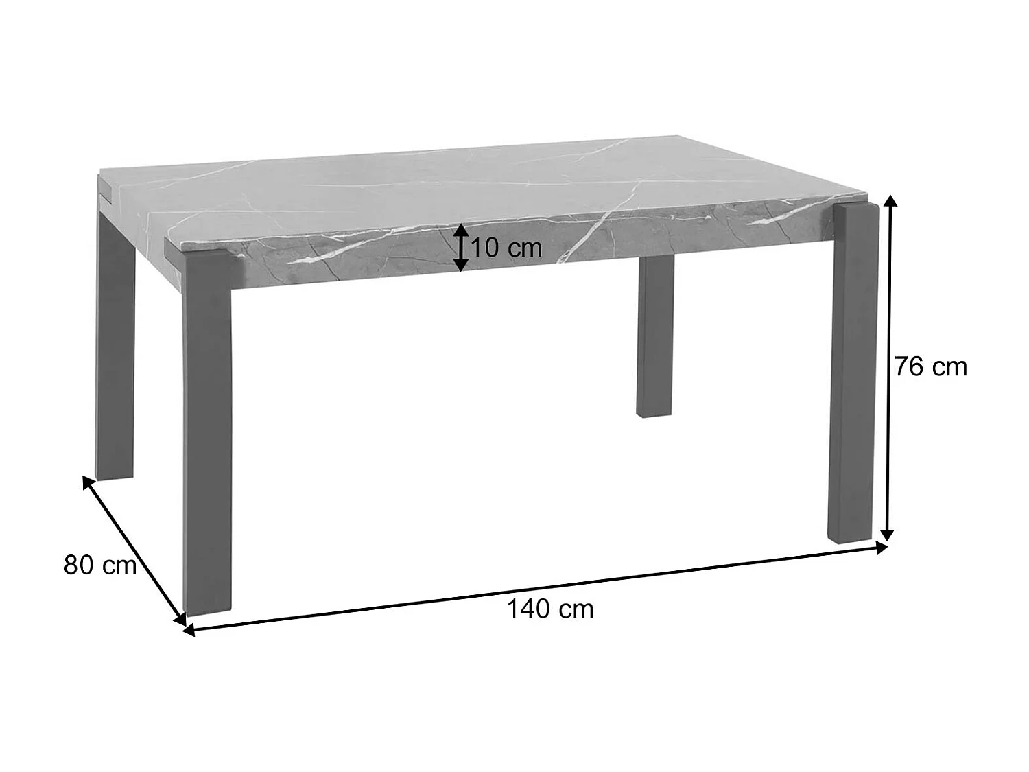 Spisebord MCW-L53,  grå marmorlook