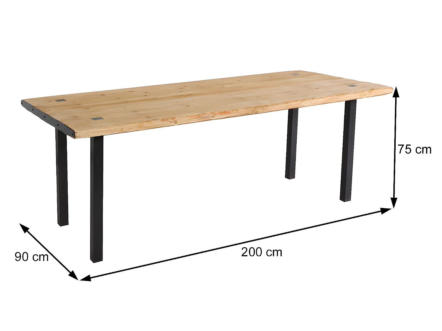 Tavolo sala da pranzo soggiorno MCW-L75 75x200x90cm ferro legno chiaro e nero
